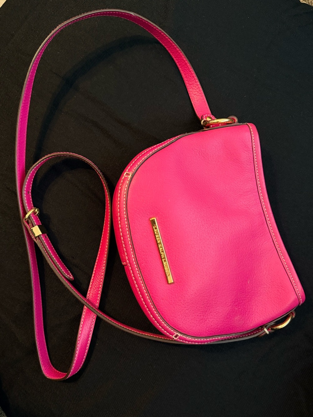 Hot Pink Lauren Ralph Lauren Crossbody Saddle Bag